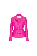 Flowering Girl Women Yuri Bow Detail Crepe Couture Blazer In Pink
