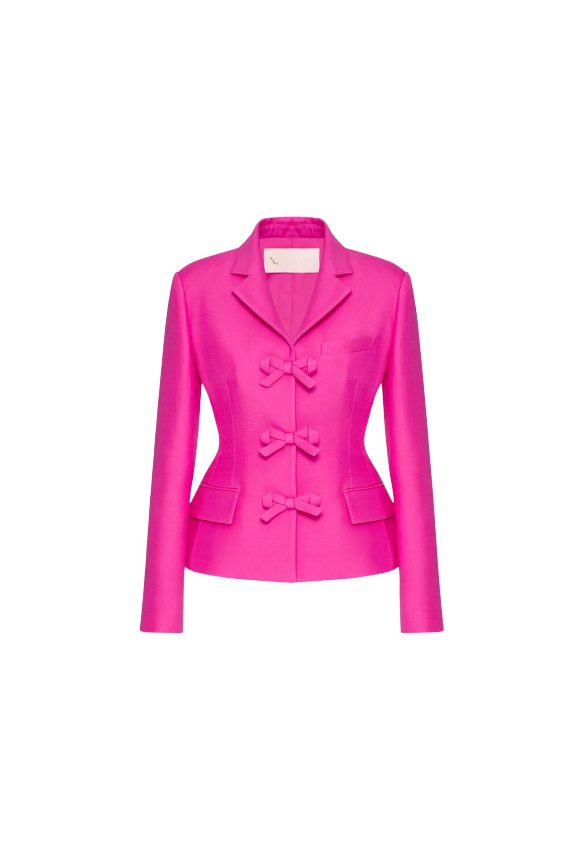 Flowering Girl Women Yuri Bow Detail Crepe Couture Blazer In Pink