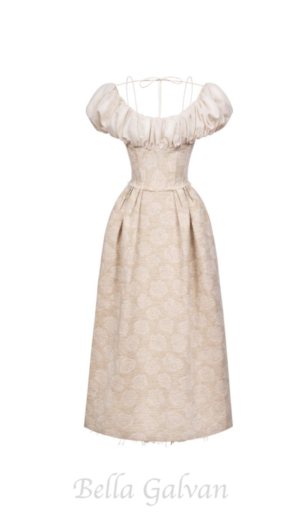 Flowering Girl Women boat neck corset maxi dress in beige