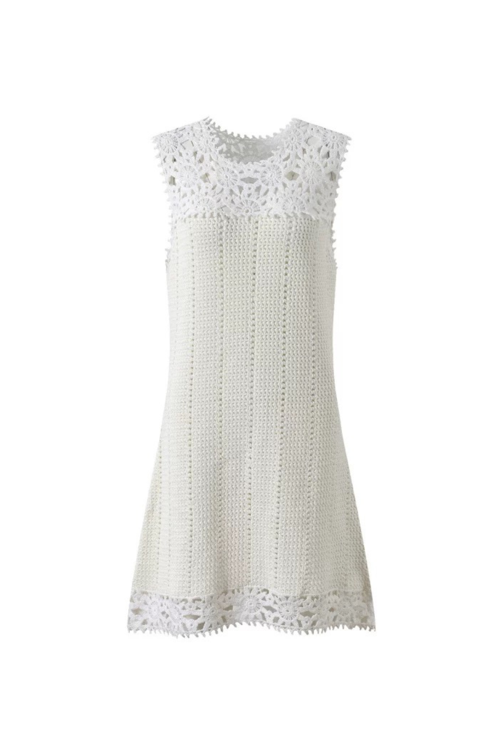 Flowering Girl Women Floral Crochet Mini Dress in white