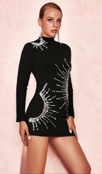 Flowering Girl Women Camille pearl-embellished mini dress in black