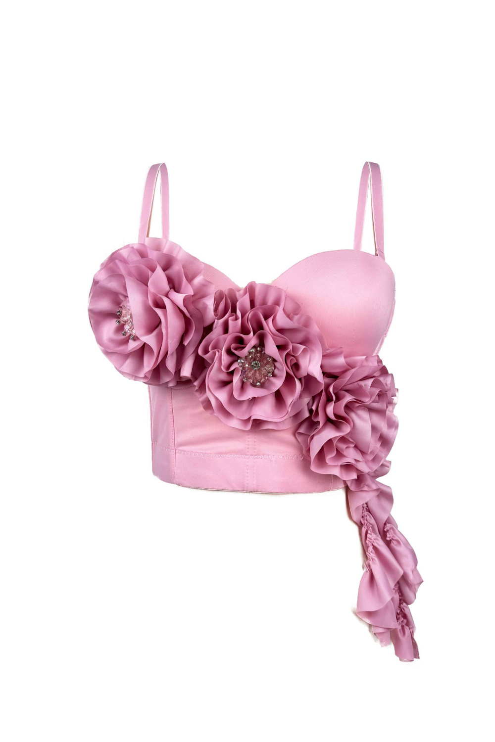 Flowering Girl Women Flower Tassel fishbone Corset in pink