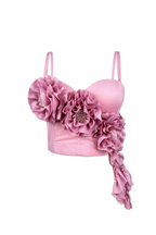 Flowering Girl Women Flower Tassel fishbone Corset in pink