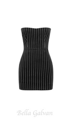 Flowering Girl Women Erlina Crystal Pinstripe Strapless Mini Dress