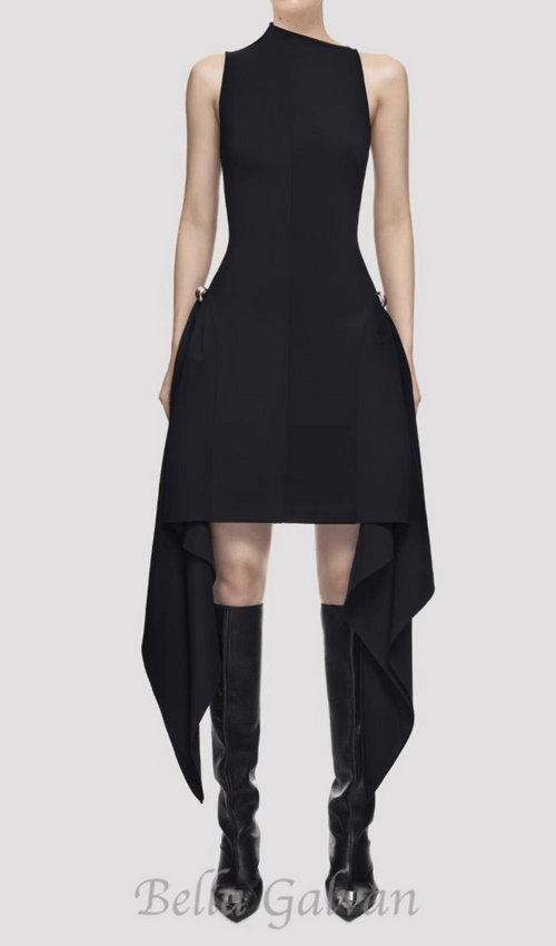 Flowering Girl Women Amato Sleeveless Fringe Mini Dress in black