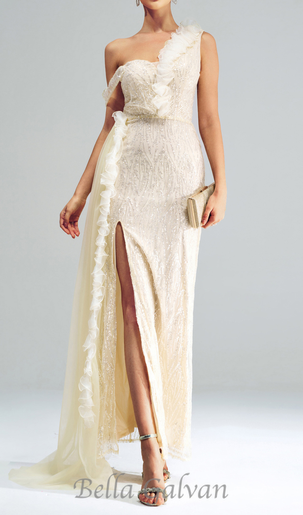 Flowering Girl Women Spaghetti Strap Appliqued Floral Split maxi Dress
