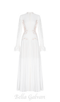 Flowering Girl Women lace embroidered hollow maxi dress in white