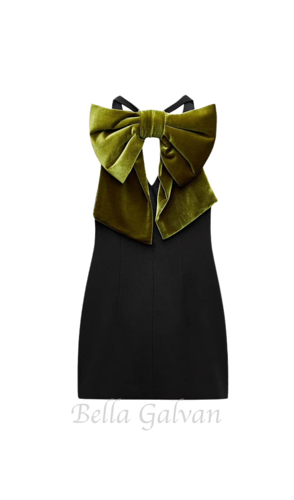 Flowering Girl Women velvet bow mini dress in black