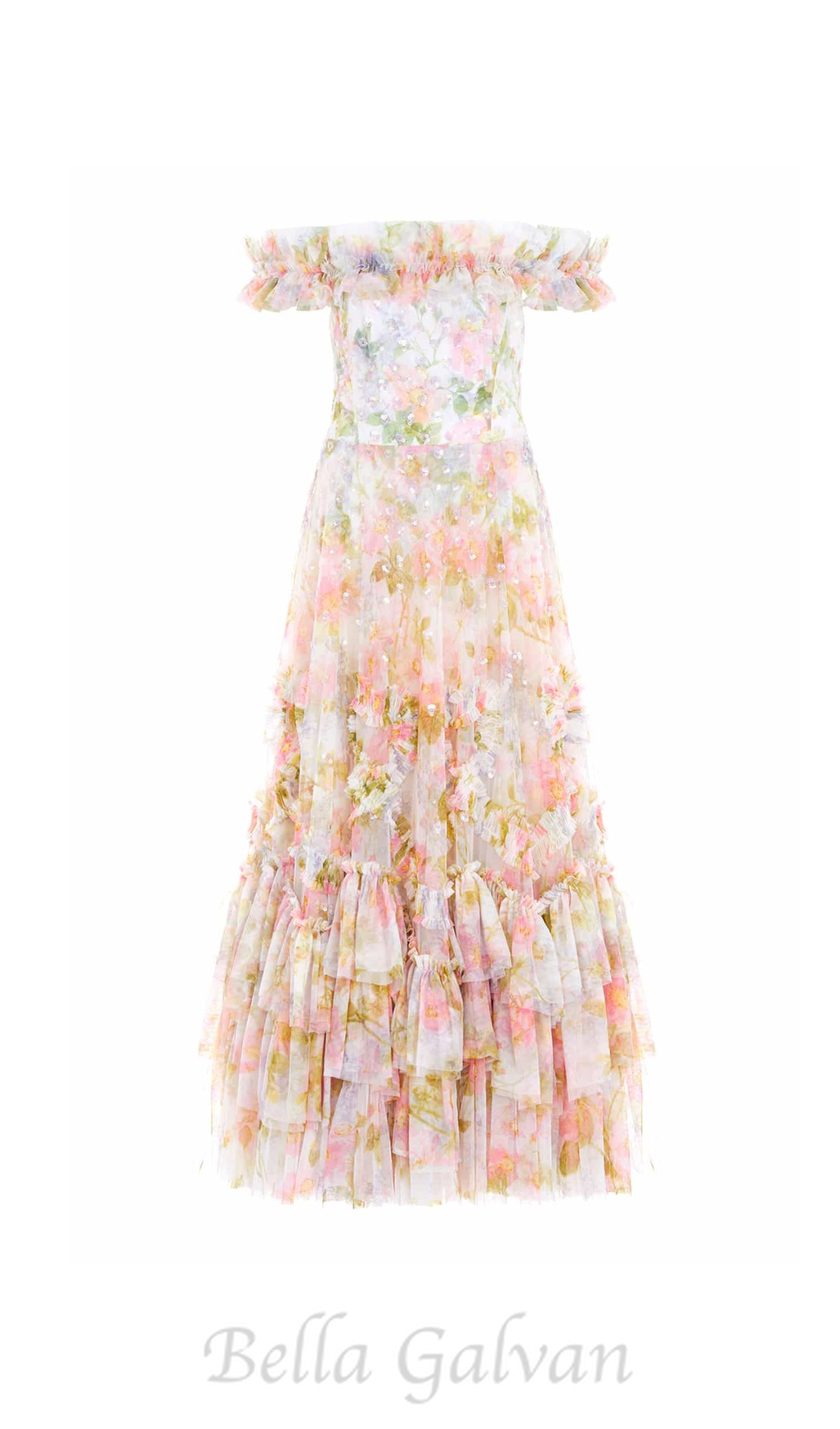 Flowering Girl Women Immortal Rose Off-Shoulder Ankle Gown