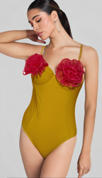 Flowering Girl Women WESSON FLOWER ONE PIECE SWIMSUIT IN GREEN