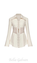 Flowering Girl Women Melany See Through Lace Up Shirt in White
