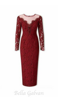 Flowering Girl Women lace hollow maxi dress in red