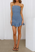 Flowering Girl Women Ruffle Mini Dress In Blue