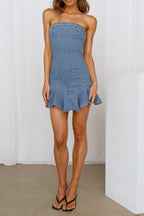 Flowering Girl Women Ruffle Mini Dress In Blue