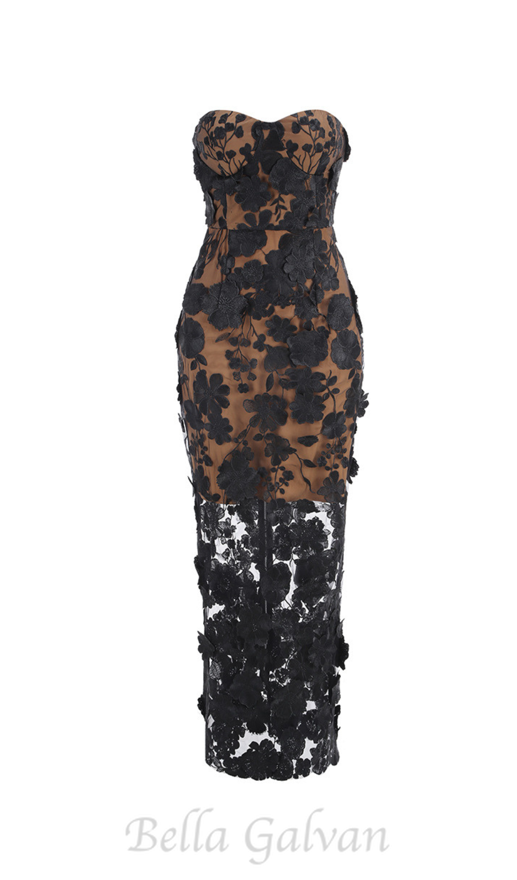 Flowering Girl Women jasmine strapless black maxi dress