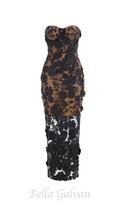 Flowering Girl Women jasmine strapless black maxi dress