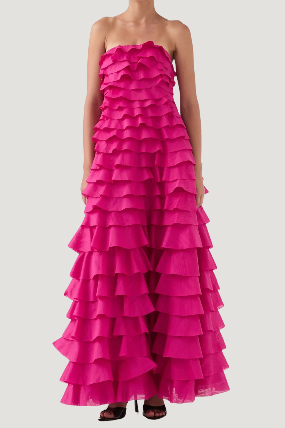 Flowering Girl Women stacey Strapless Layered Maxi Dress in pink
