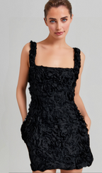 Flowering Girl Women BLACK FLOWER MINI DRESS