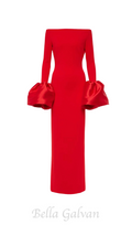 Flowering Girl Women Olindan Off Shoulder Maxi Dress in Red