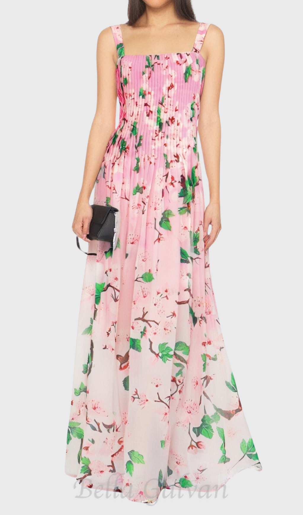 Flowering Girl Women xaviera pleated silk chiffon gown in pink