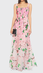 Flowering Girl Women xaviera pleated silk chiffon gown in pink