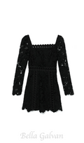 Flowering Girl Women floral-motif hollow lace mini dress in black