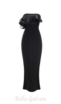 Flowering Girl Women off-shoulder ruffle trim maxi dress in black