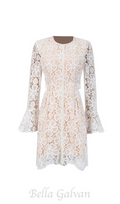 Flowering Girl Women Embroidered hollow mini dress in white