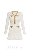 Flowering Girl Women cream lurex knit mini dress