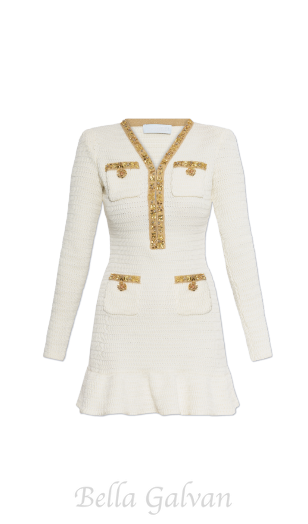 Flowering Girl Women cream lurex knit mini dress