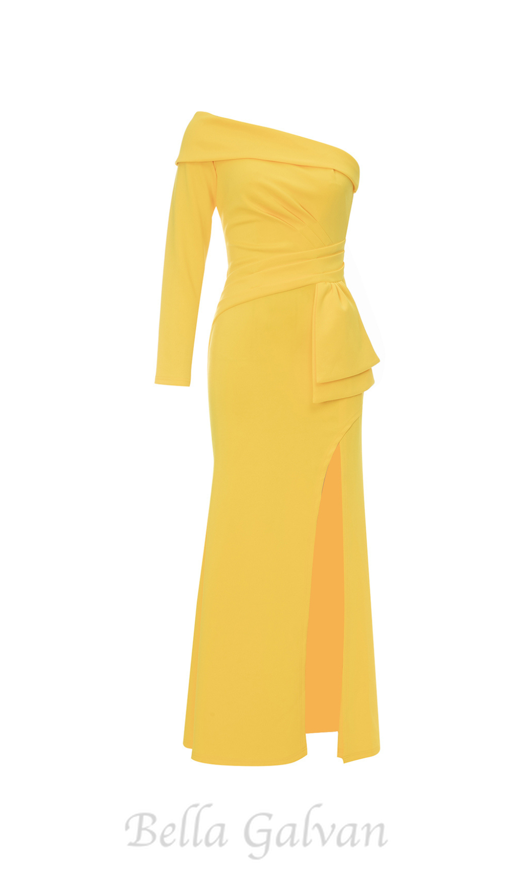 Flowering Girl Women Brook off-shoulder bodycon midi dress in yellow