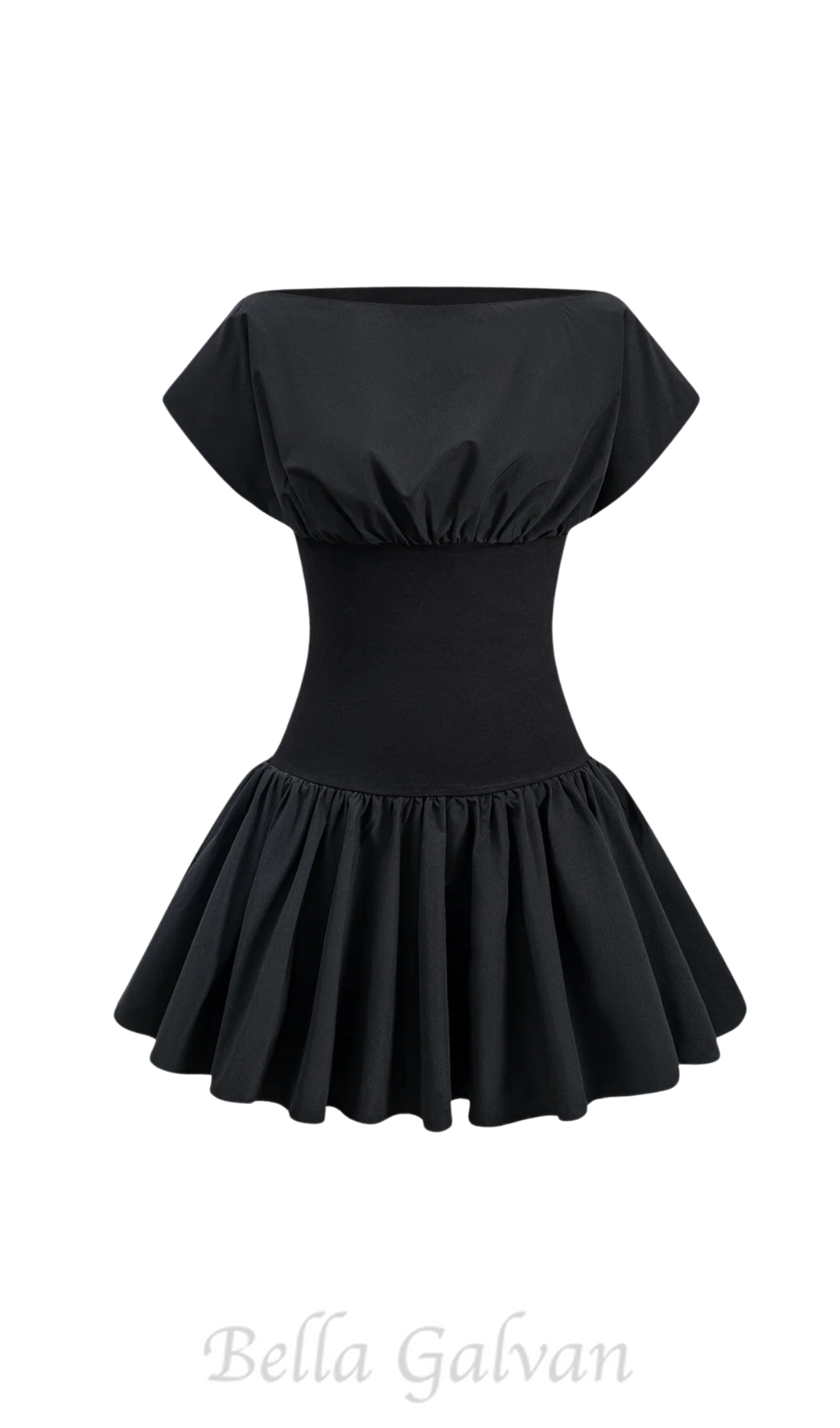 Flowering Girl Women Michael Ruched Patchwork Mini Dress in Black