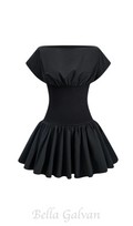 Flowering Girl Women Michael Ruched Patchwork Mini Dress in Black