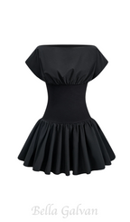 Flowering Girl Women Michael Ruched Patchwork Mini Dress in Black