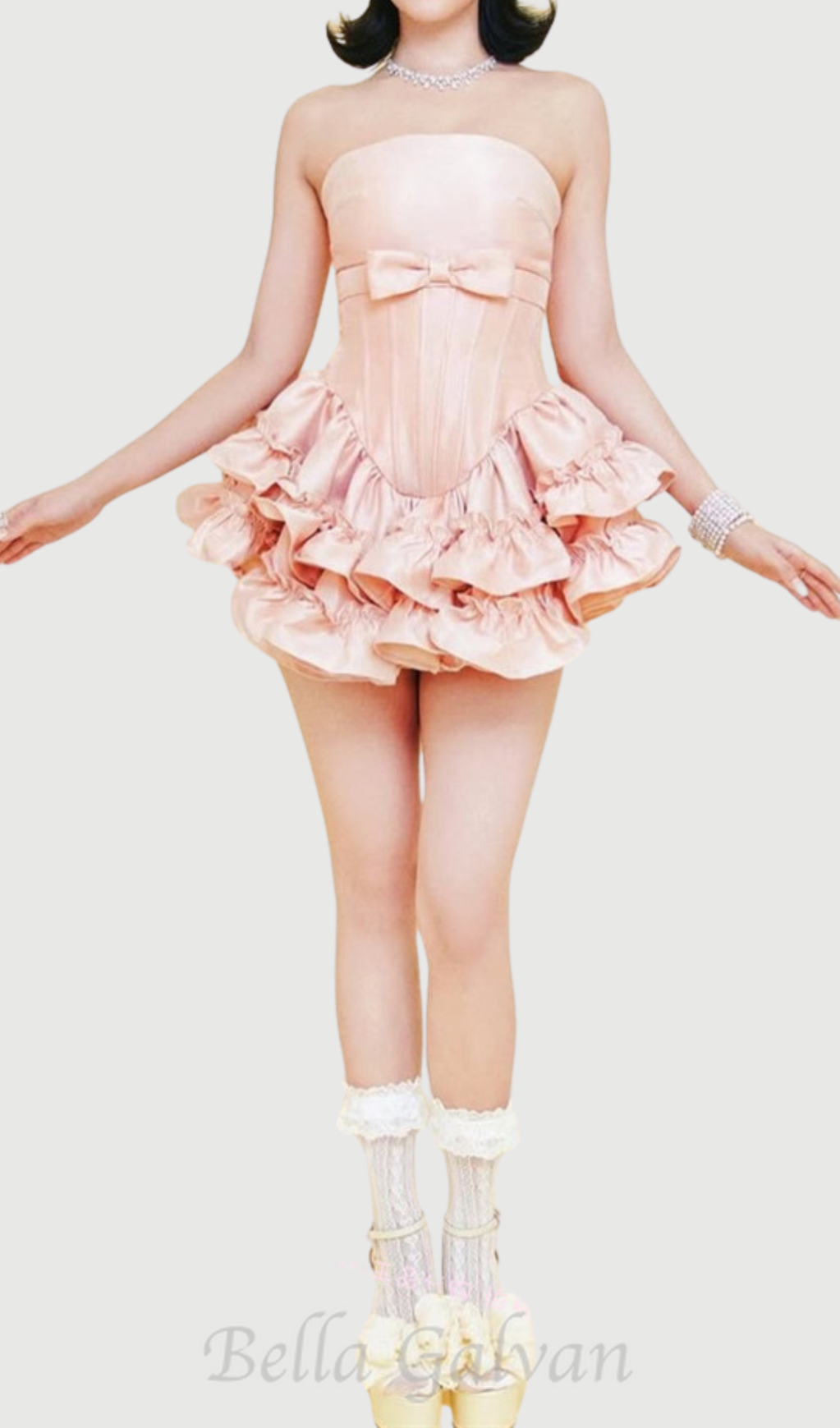 Flowering Girl Women wendy ruched trim strapless mini dress in pink