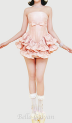 Flowering Girl Women wendy ruched trim strapless mini dress in pink