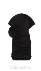 Flowering Girl Women Strapless Ruffled Taffeta Mini Dress in Black