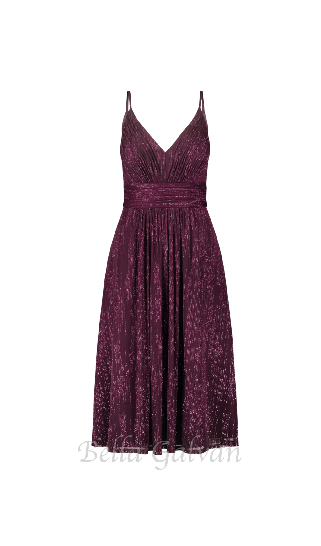 Flowering Girl Women v-neckline cocktail midi dress in bordeaux