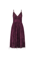 Flowering Girl Women v-neckline cocktail midi dress in bordeaux