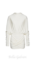 Flowering Girl Women Long-sleeve jersey mini dress in cream