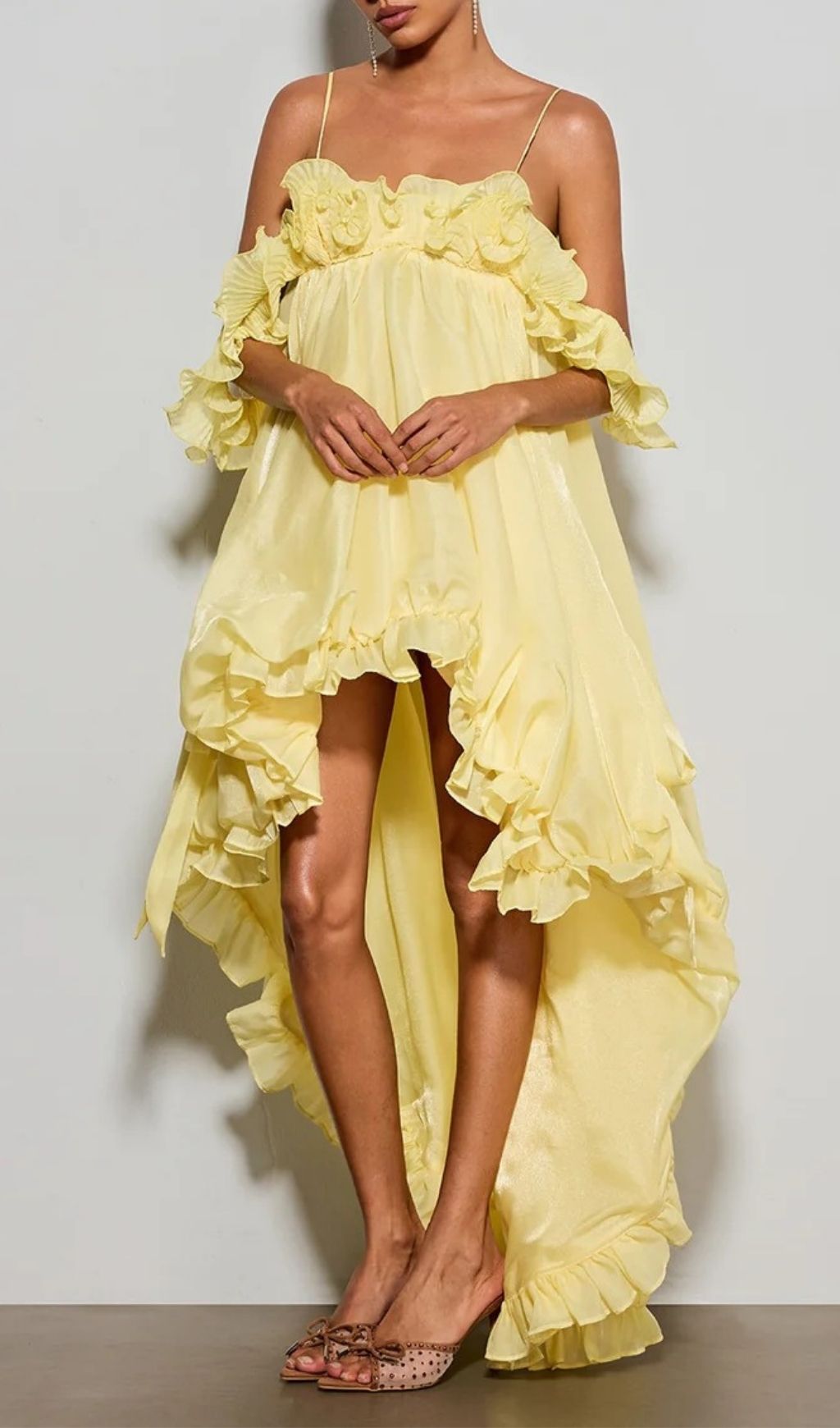 Euleta Spaghetti Ruffle Asymmetric Dress
