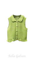 Flowering Girl Women Lina Sleeveless Textured Knit Top in Olive Green