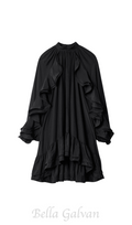 Flowering Girl Women alani ruffled embellished mini dress in black