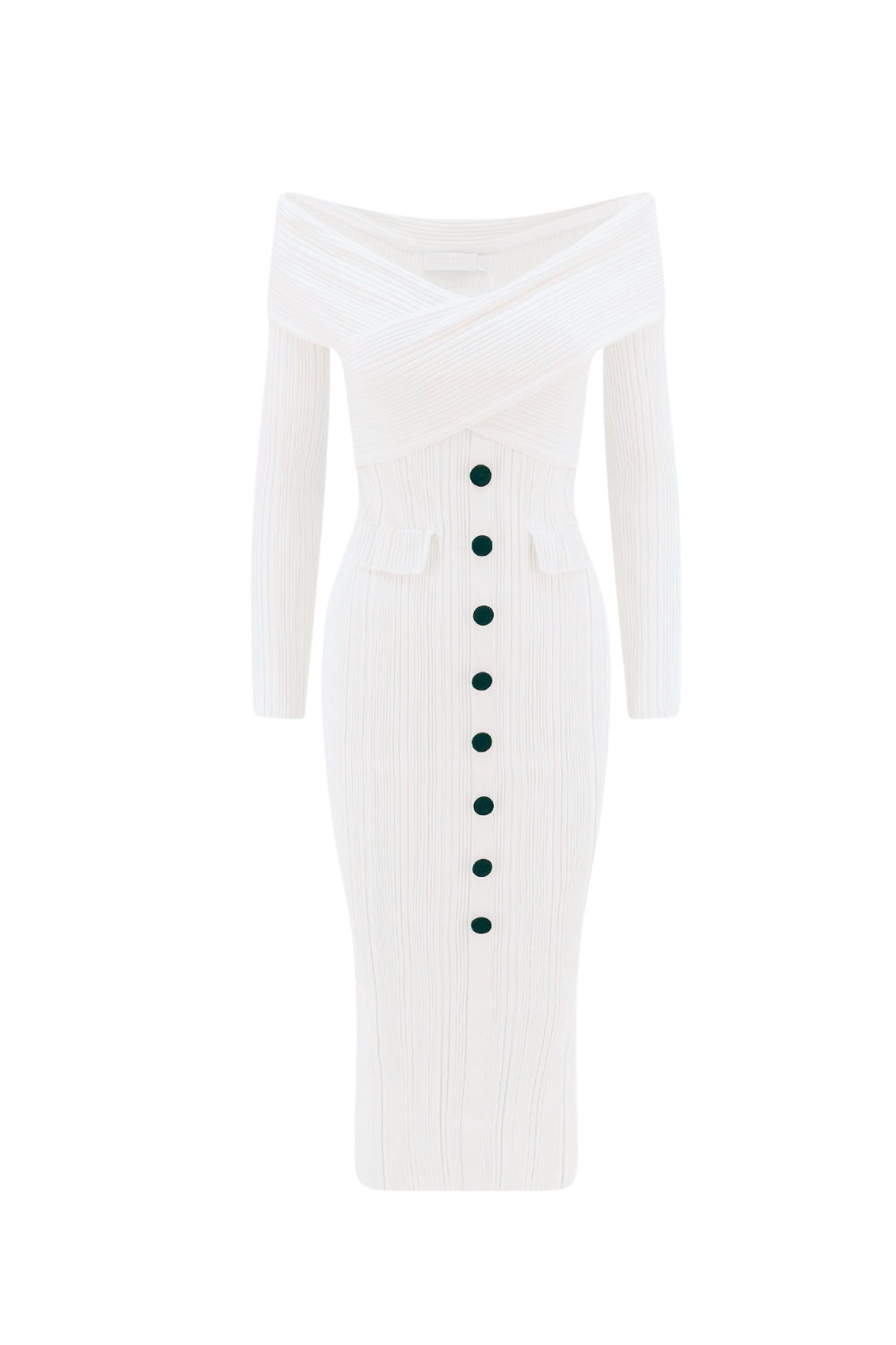 Flowering Girl Women penny Off Shoulder Knit Midi Dress in Cream