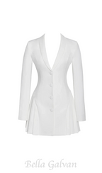 Flowering Girl Women Beulah Pleate Blazer Mini Dress in White