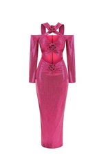 Flowering Girl Women alva Lowen Flower Cutout Sequin Maxi Dress In rose Pink