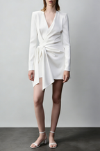 Irregular Long Sleeve Dress In White