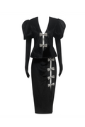 Flowering Girl Women victoria cut out bow mini dress set in black
