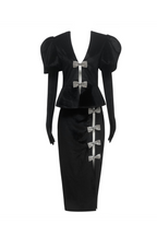Flowering Girl Women victoria cut out bow mini dress set in black