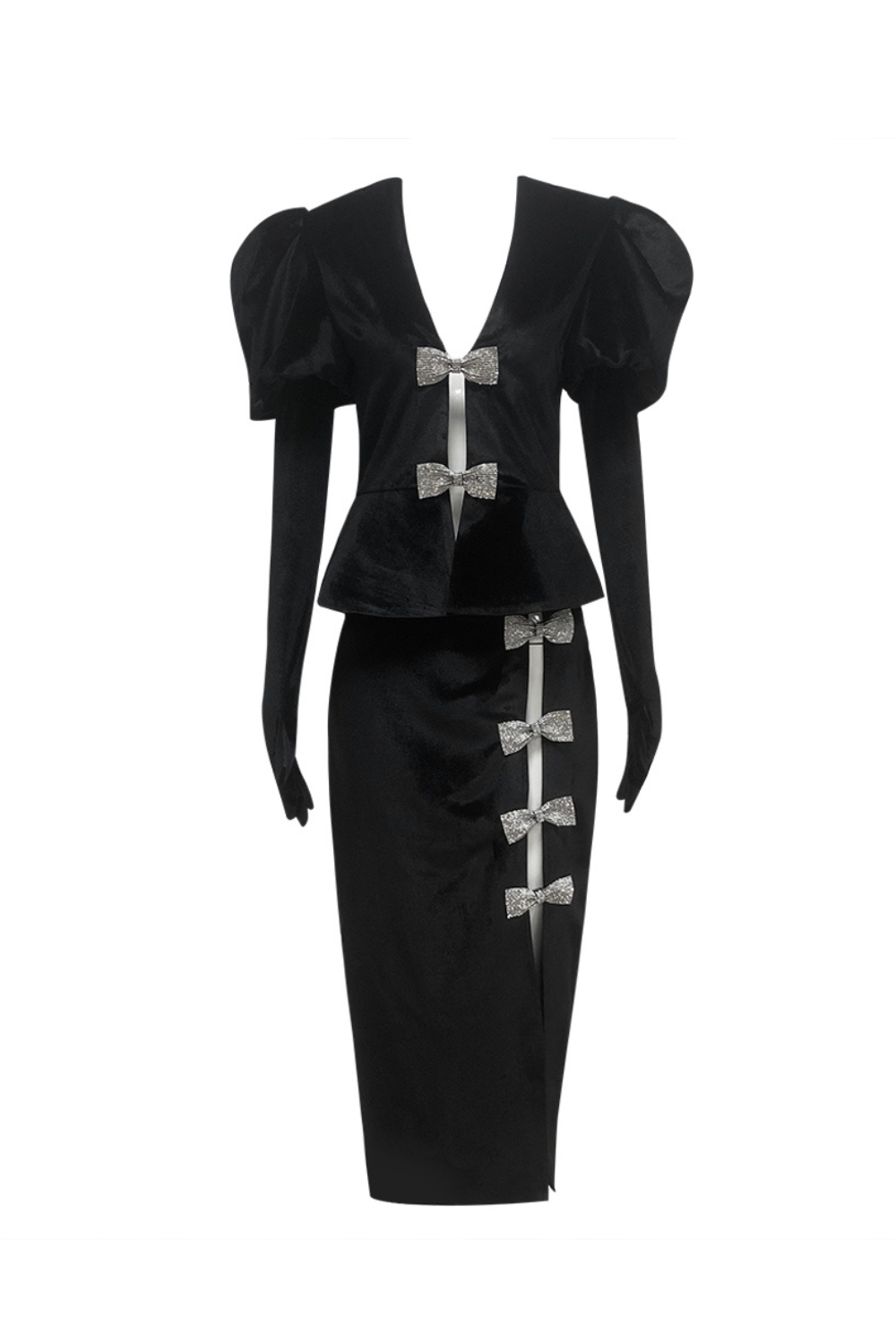 Flowering Girl Women victoria cut out bow mini dress set in black